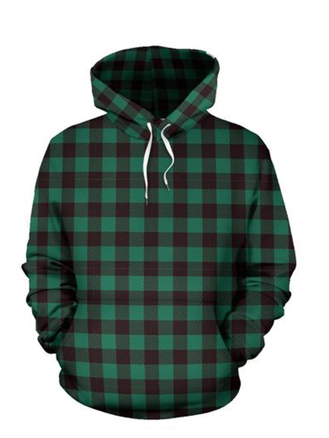  Men's Hoodie Sweatshirt Print Streetwear Designer Casual Graphic Color Block Graphic Prints Green Print Hooded Sports & Outdoor Daily Weekend Long Sleeve Clothing Clothes Regular Fit