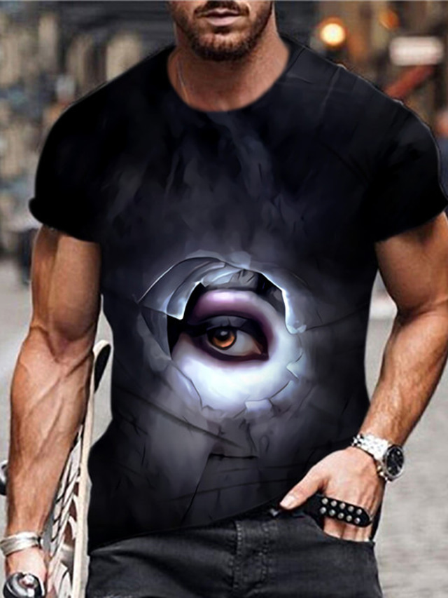 Herren T Shirt Designer Sommer Kurzarm Graphic Print Übergröße Rundhalsausschnitt Täglich