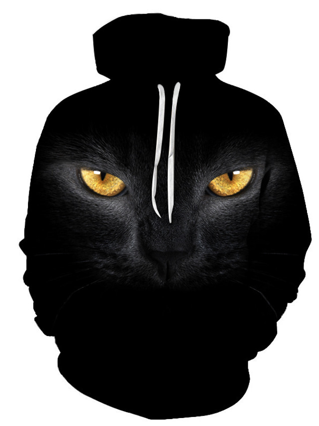  Men's Hoodie Sweatshirt Pocket Designer Sportswear Graphic Cat Yellow Print Plus Size Hooded Casual Daily Holiday Long Sleeve Clothing Clothes Regular Fit