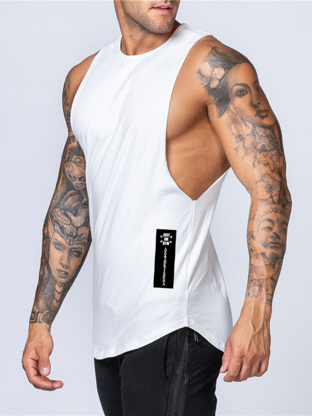  Men's Tank Top Vest Undershirt Solid Color Crew Neck Casual Daily Sleeveless Tops Cotton Lightweight Fashion Muscle Big and Tall White Black Gray / Summer