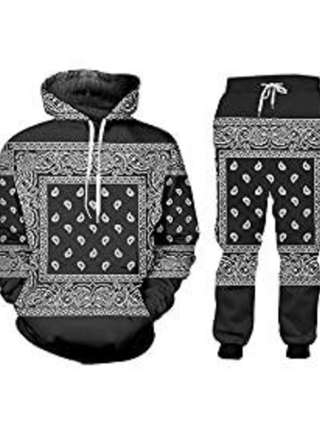  Men's Hoodie Sweatshirt Designer Long Sleeve Bohemian Style Graphic Patterned Hooded Casual Daily Clothing Clothes Designer Casual Big and Tall Black