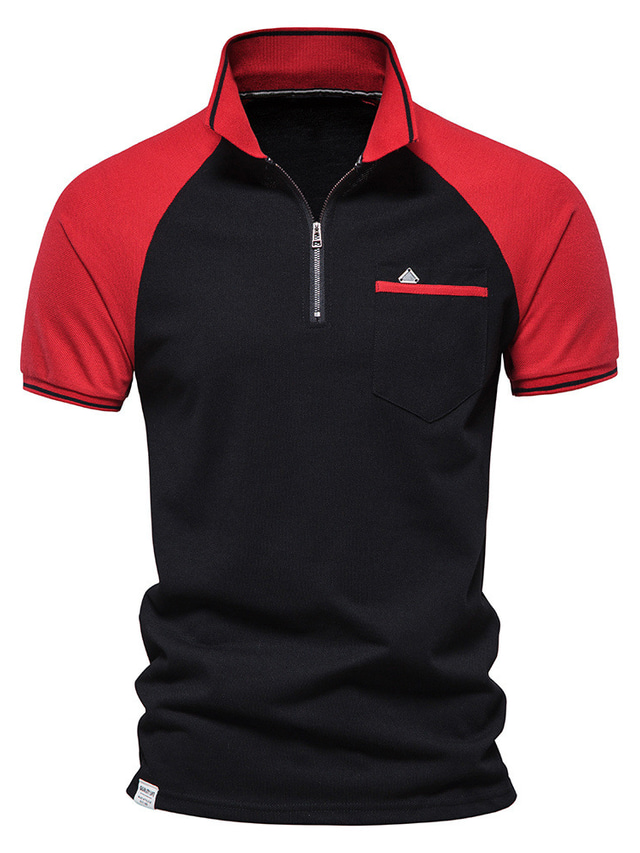  Herr POLO Shirt Golftröja Färgblock Nedvikt Dagligen Sport Button-Down Kortärmad Blast Klassisk Svart / röd Vit Gul / Sommar