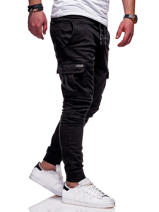  pánské joggers jednobarevné kalhoty pánské elastické dlouhé kalhoty vojenské armádní cargo kalhoty pánské legíny