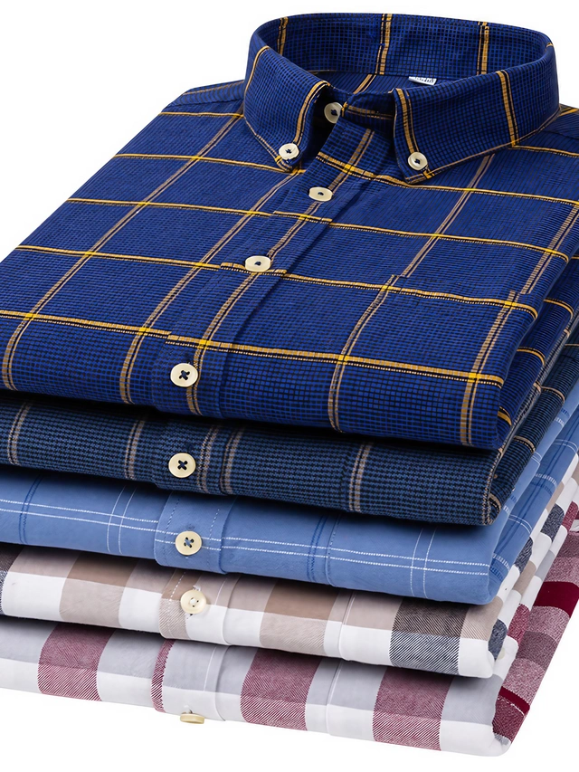 Chemise Homme Relco Oxford En Coton - Noir Et Blanc, Col Boutonné, Manches Longues/courtes, Coupe Ajustée