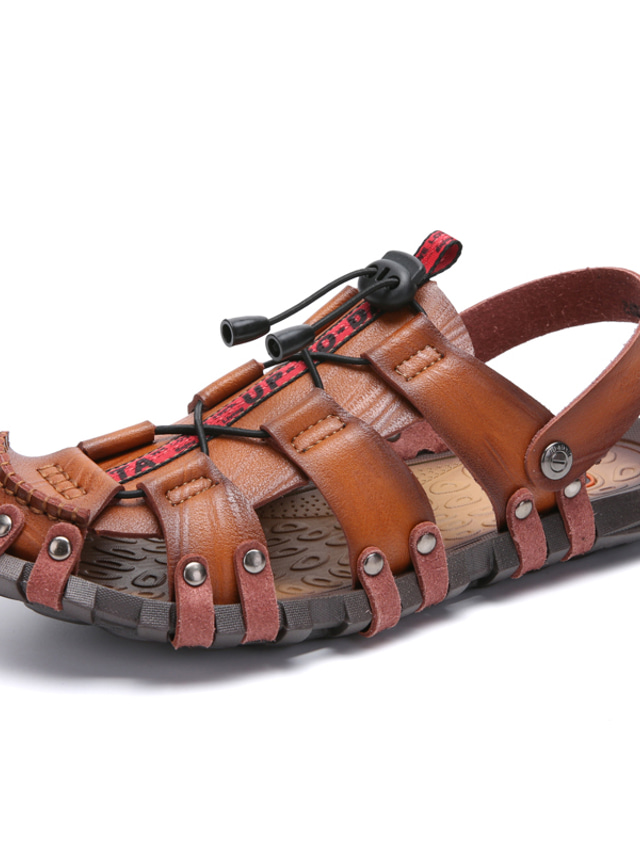  Bărbați Sandale Pantofi romani Stiluri de Plajă Zilnic Microfibre Respirabil Negru Galben Maro Vară Toamnă
