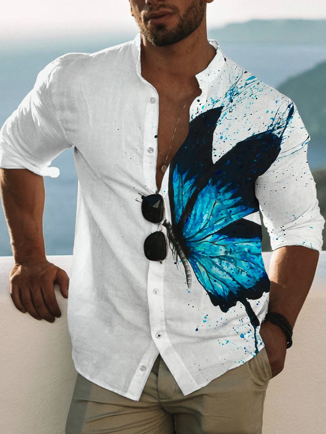 Herren Hemd Print Graphic Schmetterling Tier St nder Casual T glich herren-hemd-print-graphic-schmetterling-tier-st-nder-casual-t-glich