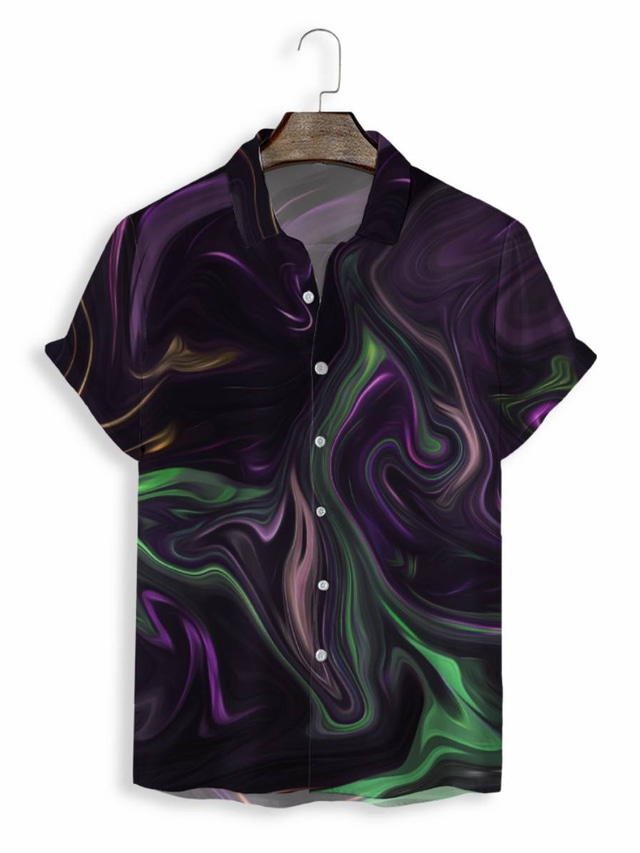  Herr Skjorta Hawaii skjorta Tryck Grafisk Hawaiisk Aloha Design Nedvikt Ledigt Dagligen 3D-utskrift Kortärmad Blast Designer Ledigt Mode Klassisk Svart
