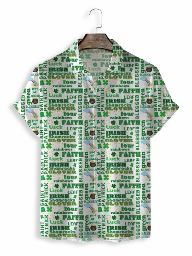  Voor heren Overhemd Hawaiiaans overhemd Print Grafisch Hawaii Aloha Ontwerp Strijkijzer Casual Dagelijks 3D-afdrukken Korte mouw Tops Ontwerper Casual Modieus Klassiek Groen