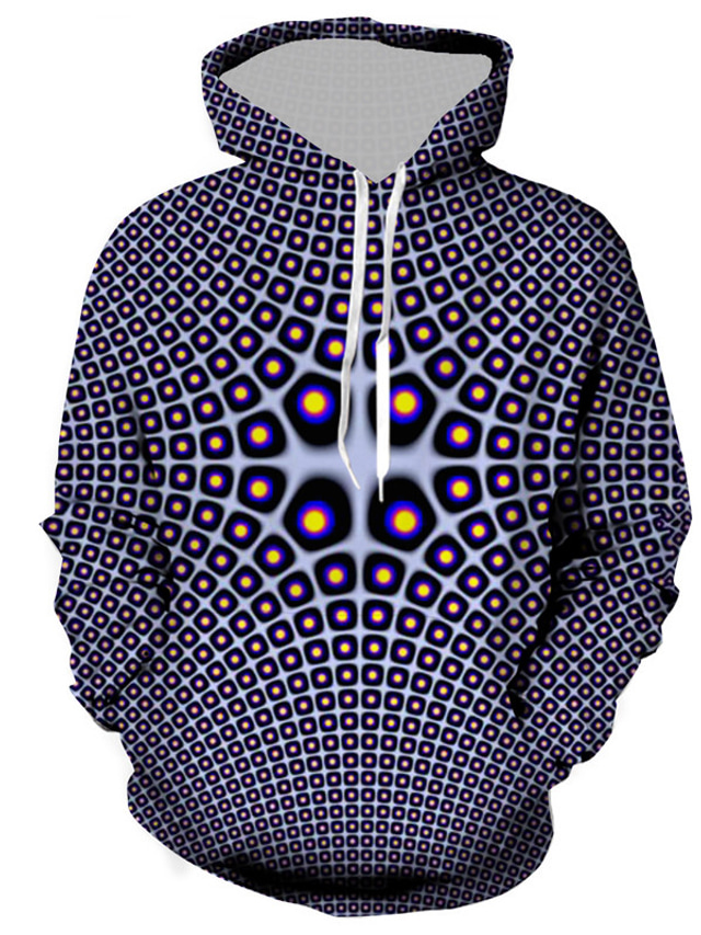  Men's Hoodie Sweatshirt Print Designer Casual Big and Tall Graphic Geometric Polka Dot Blue Print Hooded Daily Sports Long Sleeve Clothing Clothes Regular Fit