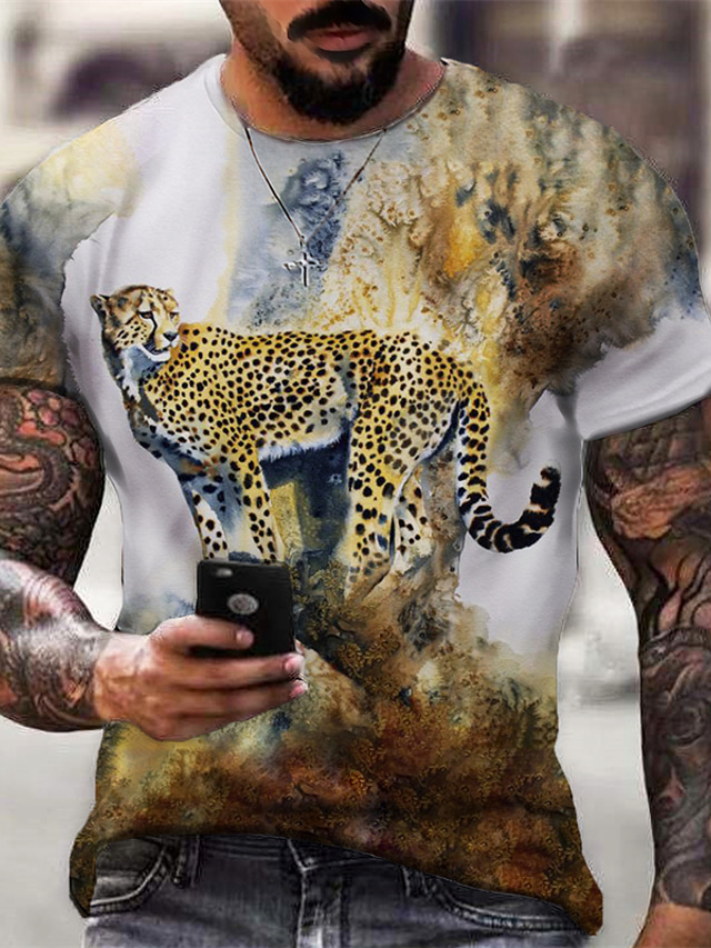  Men's T shirt Tee Designer Casual Classic Summer Short Sleeve Yellow Graphic Animal Print Crew Neck Daily Sports Print Clothing Clothes Designer Casual Classic