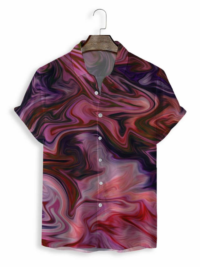  Herre Skjorte Hawaii skjorte Trykt mønster Grafisk Hawaiisk Aloha Design Aftæpning Avslappet Daglig 3D-utskrift Kortermet Topper Designer Fritid Mote Klassisk Rosa