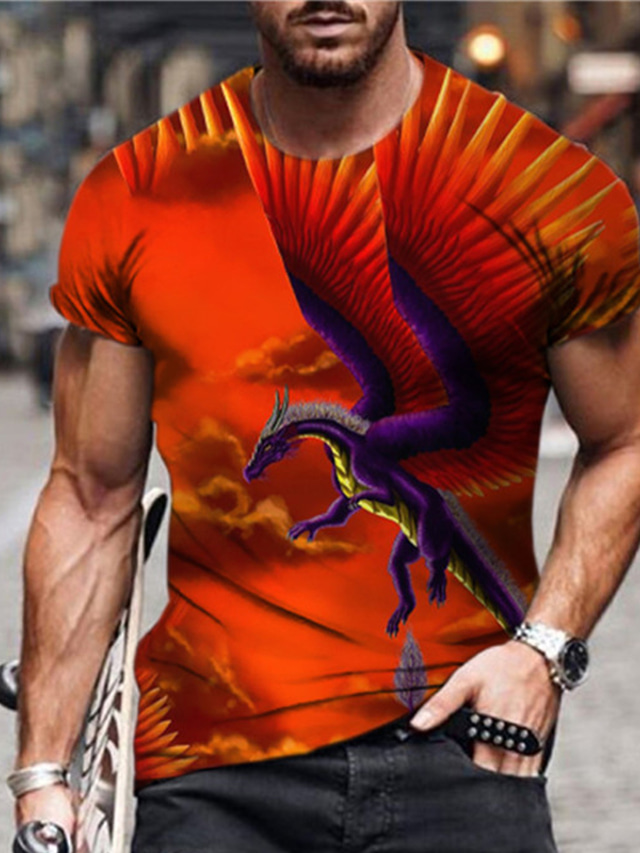 T-shirt Homme 2025 - Motif Dragon - Coton Respirant - Coupe Oversized - Col V Ou Rond