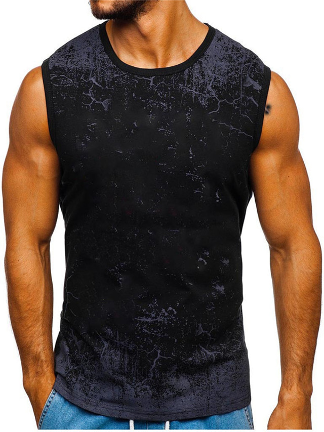  Per uomo Maglietta Canotta Maglietta smanicata Canottiera Senza Maniche Girocollo Estate Grafico Blocco di colori Sport Moda Leggero Stampato Vacanza Casuale Ferie Nero Bianco Rosso Maglietta Top per