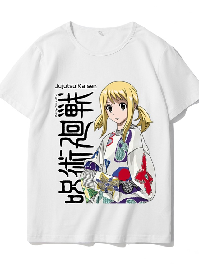  Inspirert av Jujutsu Kaisen Yuji Itadori Gojo Satoru T-skjorte Anime 100% Polyester Animé Harajuku Graphic Kawaii T-Trøye Til Herre / Dame / Par