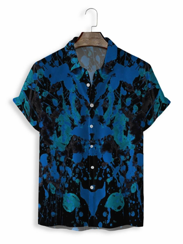  Herre Skjorte Hawaii skjorte Grafisk Hawaiisk Aloha Design Aftæpning Gul Blå Lilla Trykt mønster Avslappet Daglig Kortermet 3D-utskrift Klær Mote Designer Klassisk Fritid