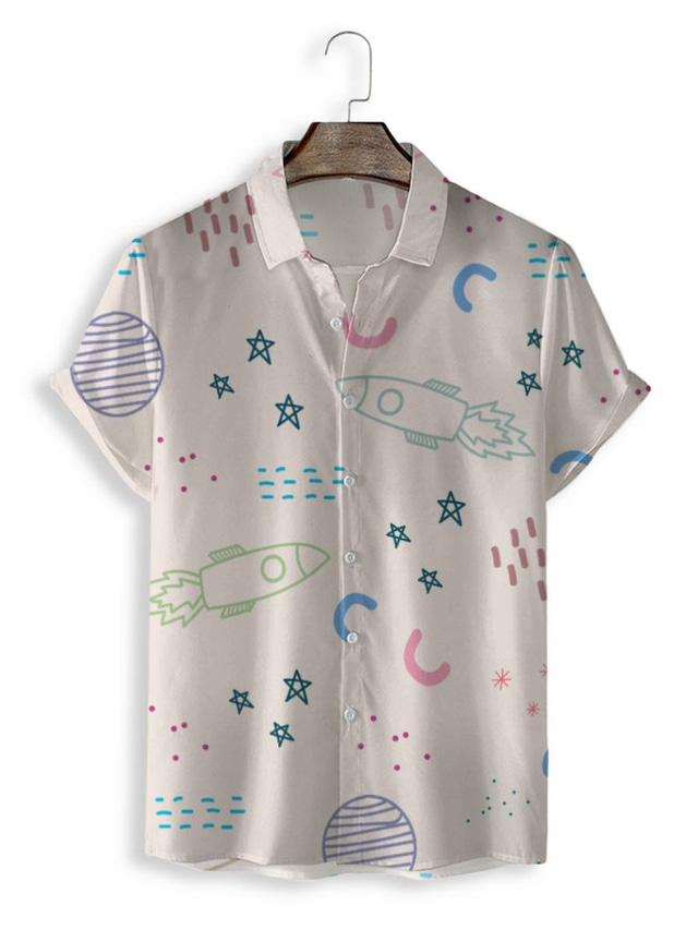  Pánské Košile Havajská košile Tisk Grafika Havajské Aloha Design Přehnutý Ležérní Denní 3D tisk Krátký rukáv Topy Designové Na běžné nošení Módní Klasické Světlá růžová