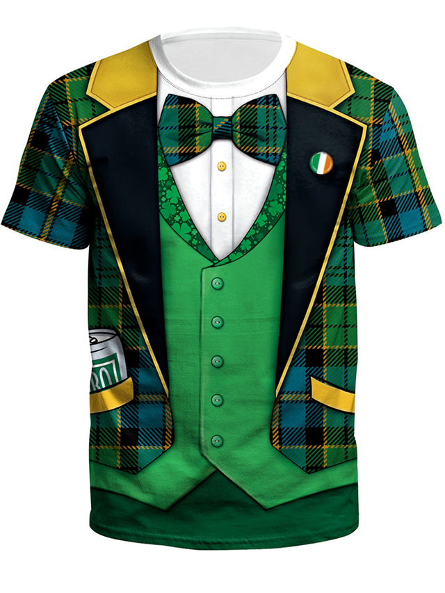  Inspiriert von St. Patrick's Day 2022 Kleeblatt irisch T-Shirt-Ärmel Anime 100% Polyester Anime 3D Harajuku Grafik T-shirt Für Herren / Damen / Paar