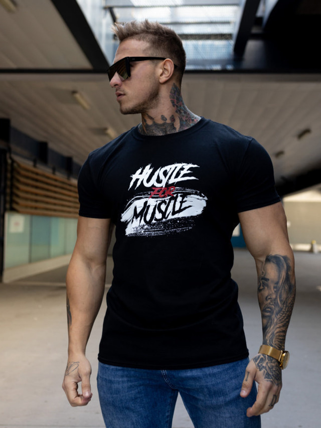  Men's T shirt Tee Summer Short Sleeve Graphic Patterned Letter Hot Stamping Crew Neck Casual Daily Print Clothing Clothes Lightweight Casual Fashion White Black Army Green