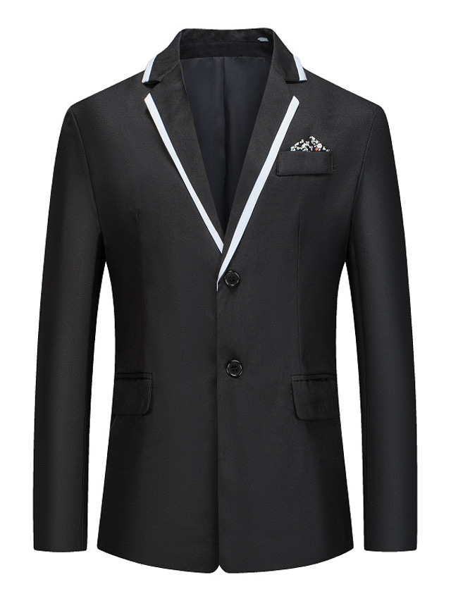 Men's Fashion Casual  Plus Size Regular Tailored Fit Solid Colored Single Breasted Two-buttons Blazer Jacket