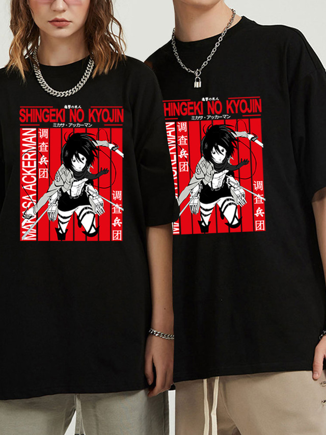  Inspired by Attack on Titan Levi·Ackerman Cosplay Costume T-shirt 100% Polyester Pattern Harajuku Graphic Kawaii T-shirt For Men's / Women's / Couple's