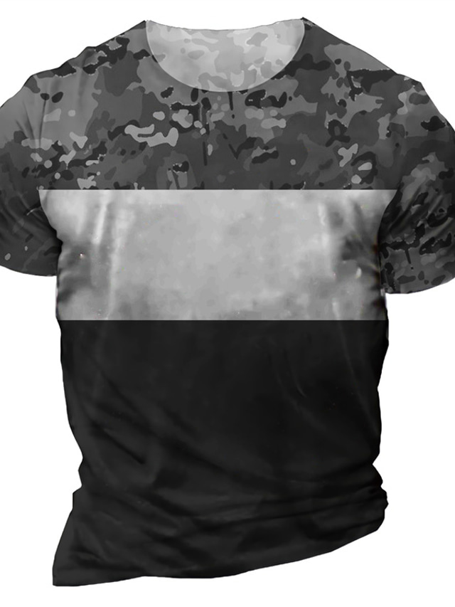  Homme T shirt Tee Design Casual Mode Eté Manches Courtes Gris Graphic camouflage Print Col Ras du Cou Casual du quotidien Imprimer Vêtements Design Casual Mode