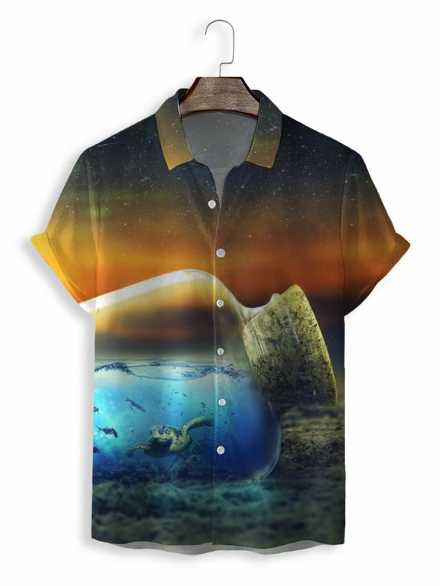  Herre Skjorte Hawaii skjorte Sommerskjorte Grafisk Hawaiisk Aloha Design Aftæpning Oransje Trykt mønster Avslappet Daglig Kortermet 3D-utskrift Klær Mote Designer Fritid Klassisk