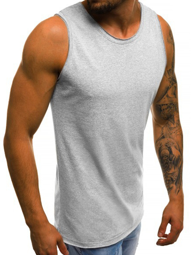  Men's Vest Top Tank Top Vest Summer Sleeveless Solid Colored Crew Neck Casual Daily Clothing Clothes Lightweight Casual Fashion Wine White Black