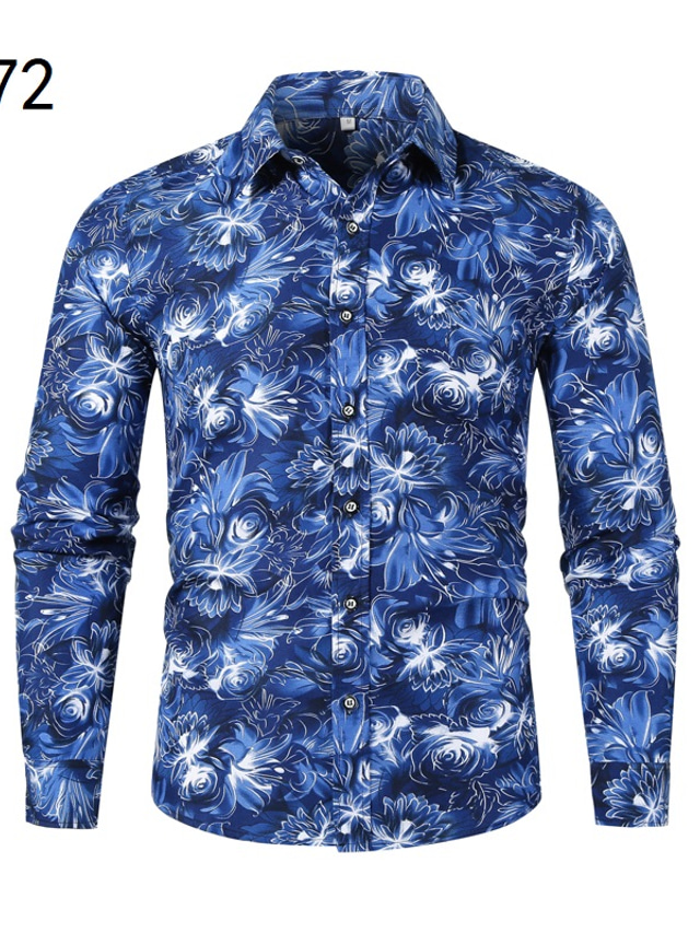 Men's Shirt Print Graphic Patterned Classic Collar Holiday Going out ...
