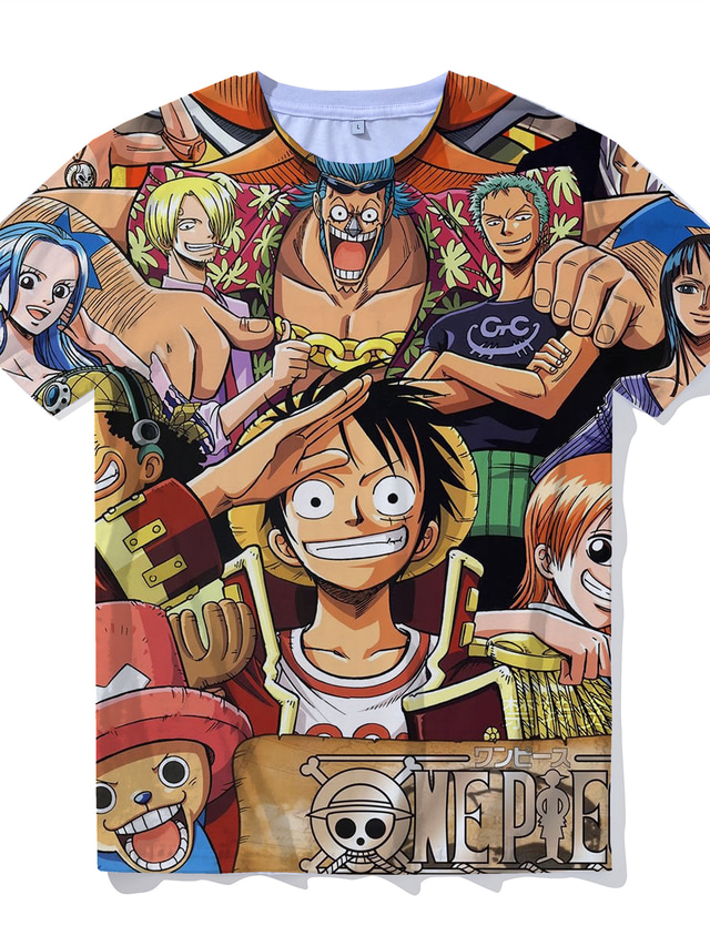  One Piece Abe D. Luffy T-shirt Tegneserie Manga Anime Harajuku Grafisk Kawaii T恤衫 Til Par Herre Dame Voksne 3D-udskrivning