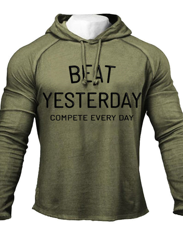  Men's Hoodie Sweatshirt Hoodie Print Streetwear Designer Casual Winter Graphic Letter Green Blue Pink Yellow Gray Print Hooded Sports & Outdoor Casual Daily Long Sleeve Clothing Clothes Slim