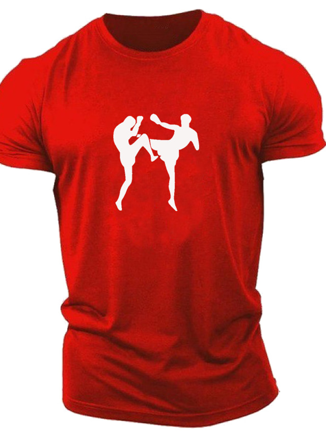  Herr T-shirt Sommar Kortärmad Grafisk Shadow Rund hals Ledigt Dagligen Mönster Kläder Kläder Lättvikt Ledigt Mode Svart / röd Röd / vit Svart / Grå