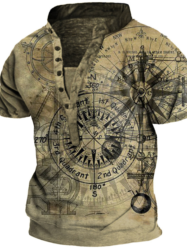  Miesten Henley-paita T-paita Suunnittelija 1950-luku Kesä Lyhythihainen Kuvitettu Ompelukone Painettu Henley Kausaliteetti Päivittäin Painike alas Painettu Vaatteet Vaatteet Suunnittelija 1950-luku