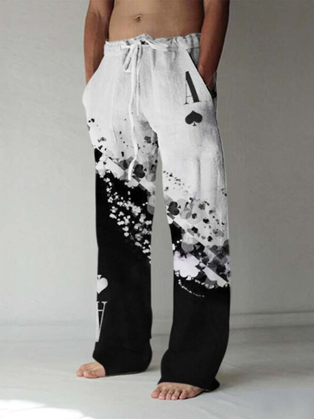  Ανδρικά Λευκά παντελόνια Σακουλιασμένος Παντελόνι παραλίας 3D εκτύπωση Ελαστικό σχέδιο κορδονιών περίσφιξης Μπροστινή τσέπη Μοντέρνα Κομψό στυλ street Μεγάλο και ψηλό Causal Καθημερινά Για διακοπές