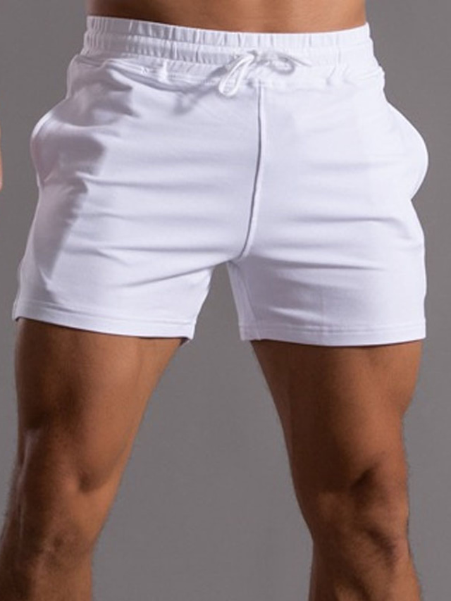  Homme Short Shorts d'entraînement Cordon Poche Taille elastique à la mode Casual Sport Grand et grand Sport extérieur du quotidien Micro-élastique Confort Respirable Couleur unie Taille médiale Vert