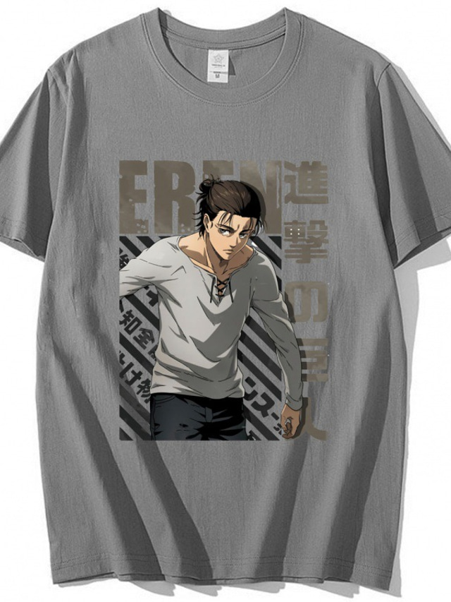  geinspireerd door Aanval op Titan Eren Yeager T-Shirt Cartoon 100% Polyester Anime Harajuku Grafisch Kawaii T-shirt Voor Voor heren / Dames / Voor Stel
