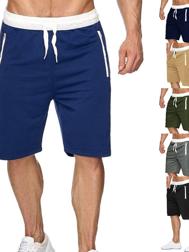  Men's Sweat Shorts Shorts Workout Pants Elastic Drawstring Design Streetwear Stylish Casual Daily Micro-elastic Breathable Outdoor Sports Solid Color Blue Wine Army Green M L XL
