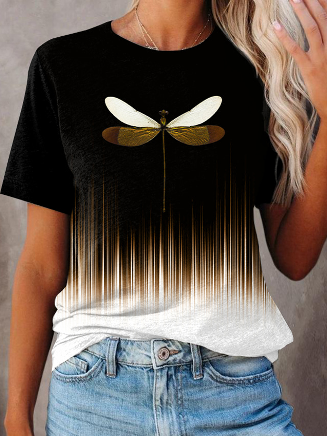  女性用 Tシャツ デザイナー 3Dプリント グラフィック デザイン 動物 半袖 ラウンドネック カジュアル プリント 服装 デザイナー ベーシック グリーン ブラック ブルー