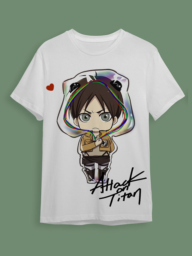  Inspireret af Angreb på Titan Eren Jaeger T-shirt Anime 100% Polyester Anime 3D Harajuku Grafisk T恤衫 Til Herre / Dame / Par