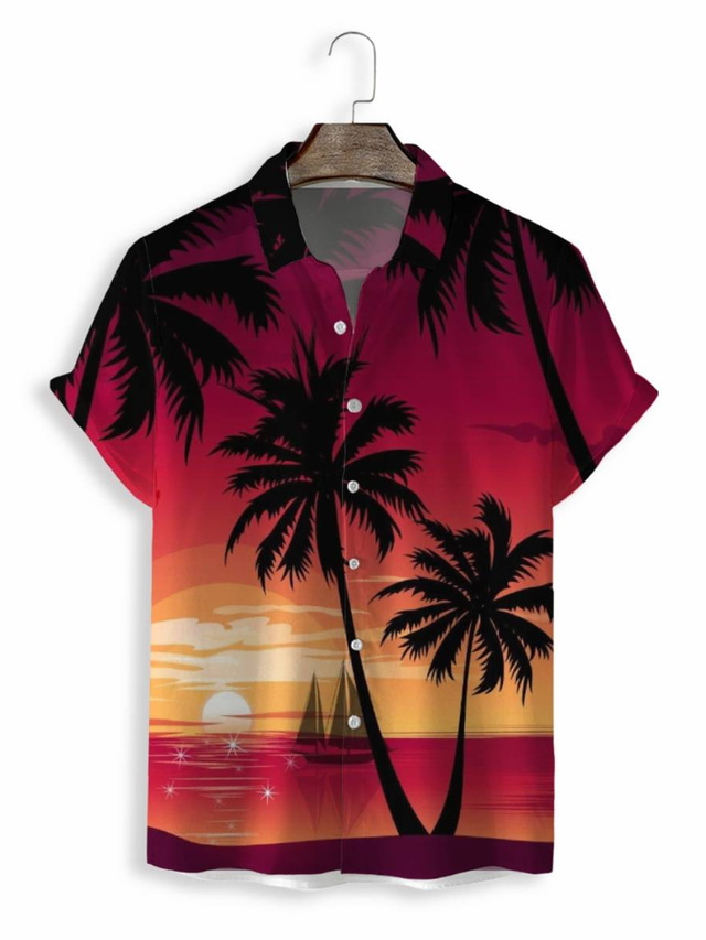  Муж. Рубашка Гавайская рубашка Летняя рубашка Графика Гавайский Алоха Дизайн Отложной Черный / Белый Оранжевый Зеленый С принтом Повседневные выходные С короткими рукавами 3D печать Одежда