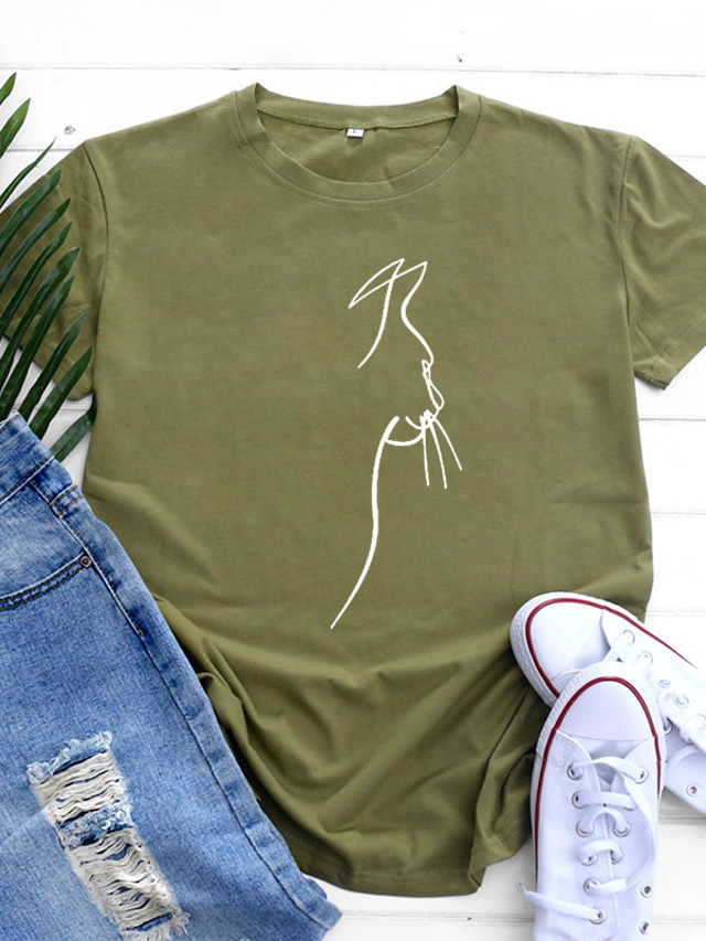  Femme T shirt Tee Design Estampage à chaud Chat Design Lettre Manches Courtes Col Rond du quotidien Imprimer Vêtements Design basique Vert Blanche Noir