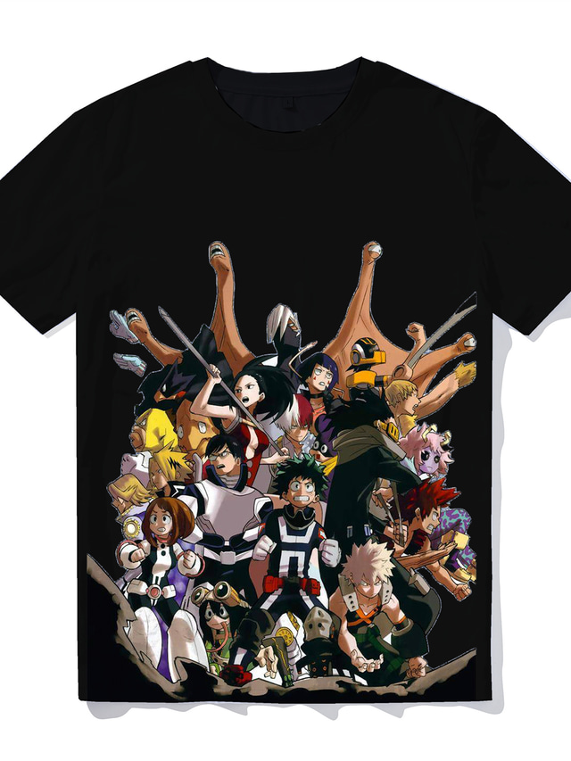 Inspireret af Min helteakademi Tæppe T-shirt Tegneserie 100% Polyester Anime Harajuku Grafisk Kawaii T恤衫 Til Herre / Dame / Par