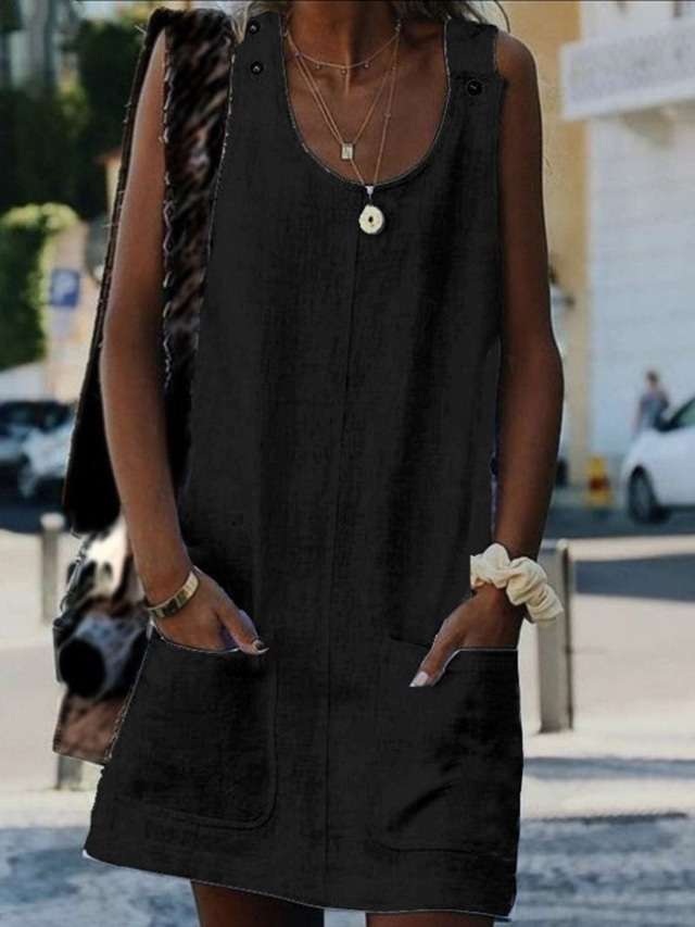  Kvinners Camisole Tank Top T-skjorte Kjole Vest Gatebruk Uformell Lomme Uten Ermer Lange Topper U-Hals Daglig Helg Svart Hvit Gul Vin Blå