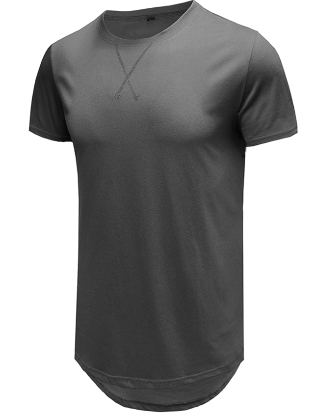  Men's T shirt Tee T-shirt Sleeve Basic Round Neck Thin Summer Black Blue Gray Pink Brown