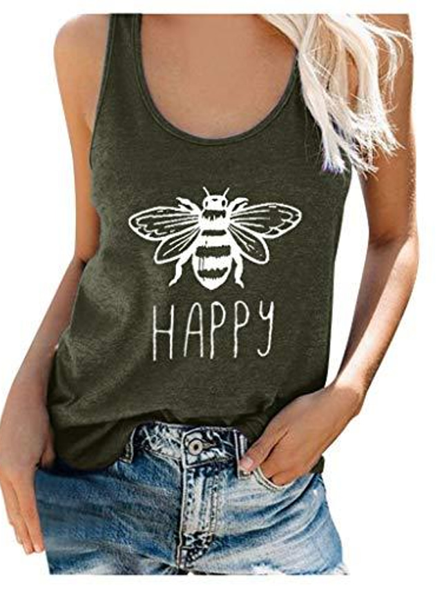  tank tops for women bees print sleeveless workout tank top casual loose summer shirts tees blouses
