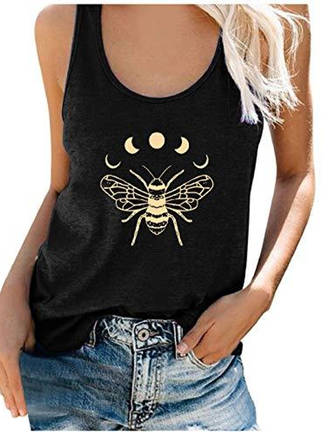  tank tops for women bee print graphic sleeveless workout tank top casual loose summer shirts tees blouses