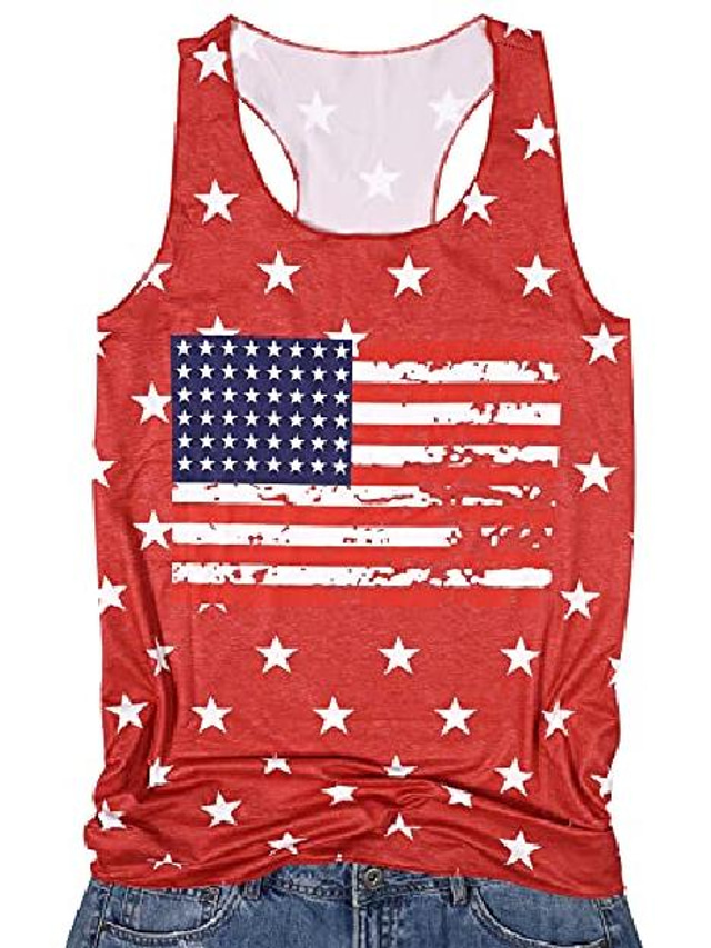  usa tank tops women american flag sleeveless shirt novelty graphic 4th july patriotic shirt vest summer racerback top (red, small)