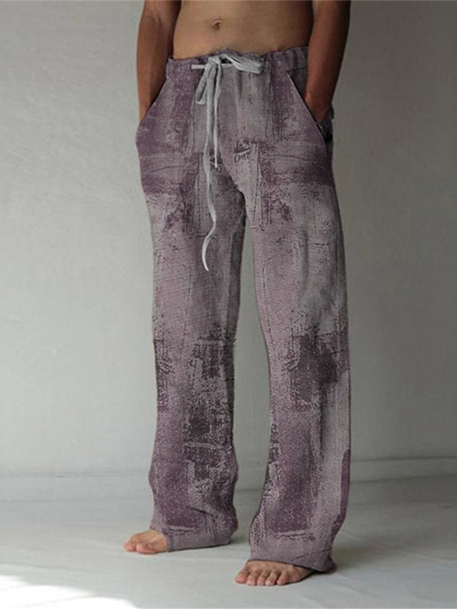  Per uomo Pantaloni di lino cascante Pantaloni da spiaggia Stampa 3D Design elastico con coulisse Tasca frontale Di tendenza Streetwear Grande e alto Informale Giornaliero Per le vacanze Comfort
