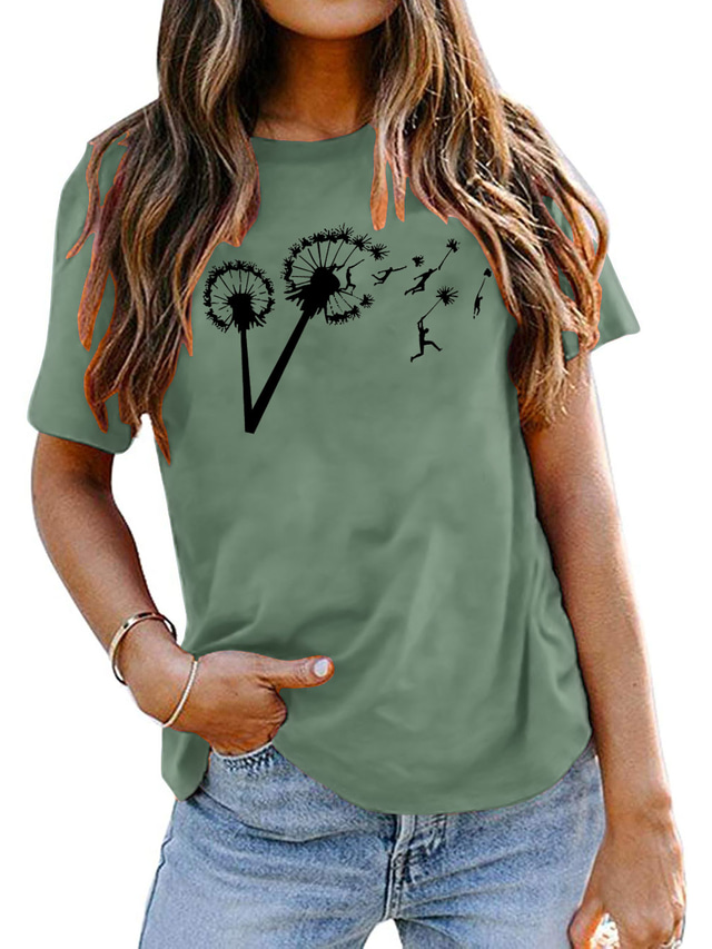  camiseta feminina estampa básica simples camiseta básica gola redonda manga stard verão ervilha verde azul branco rosa escuro laranja