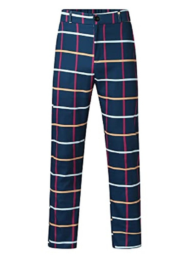  Men's Dress Pants Chinos Trousers Plaid Pant Pocket Plaid Office Dailywear Business Streetwear Stylish 1 2