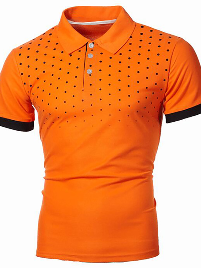  Муж. Футболка-поло Рубашка для гольфа Теннисная рубашка Классический Уличный стиль С короткими рукавами Черный Синий Винный Оранжевый Светло-серый Темно-серый Графика Горошек Большие размеры